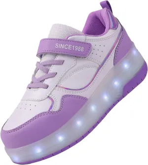 Unisex Roller Shoes Kids Sparkling Wheels Shoes Girls Light up Roller Skates Sneakers Boys Rechargeable Flashing Sneakers for Gift