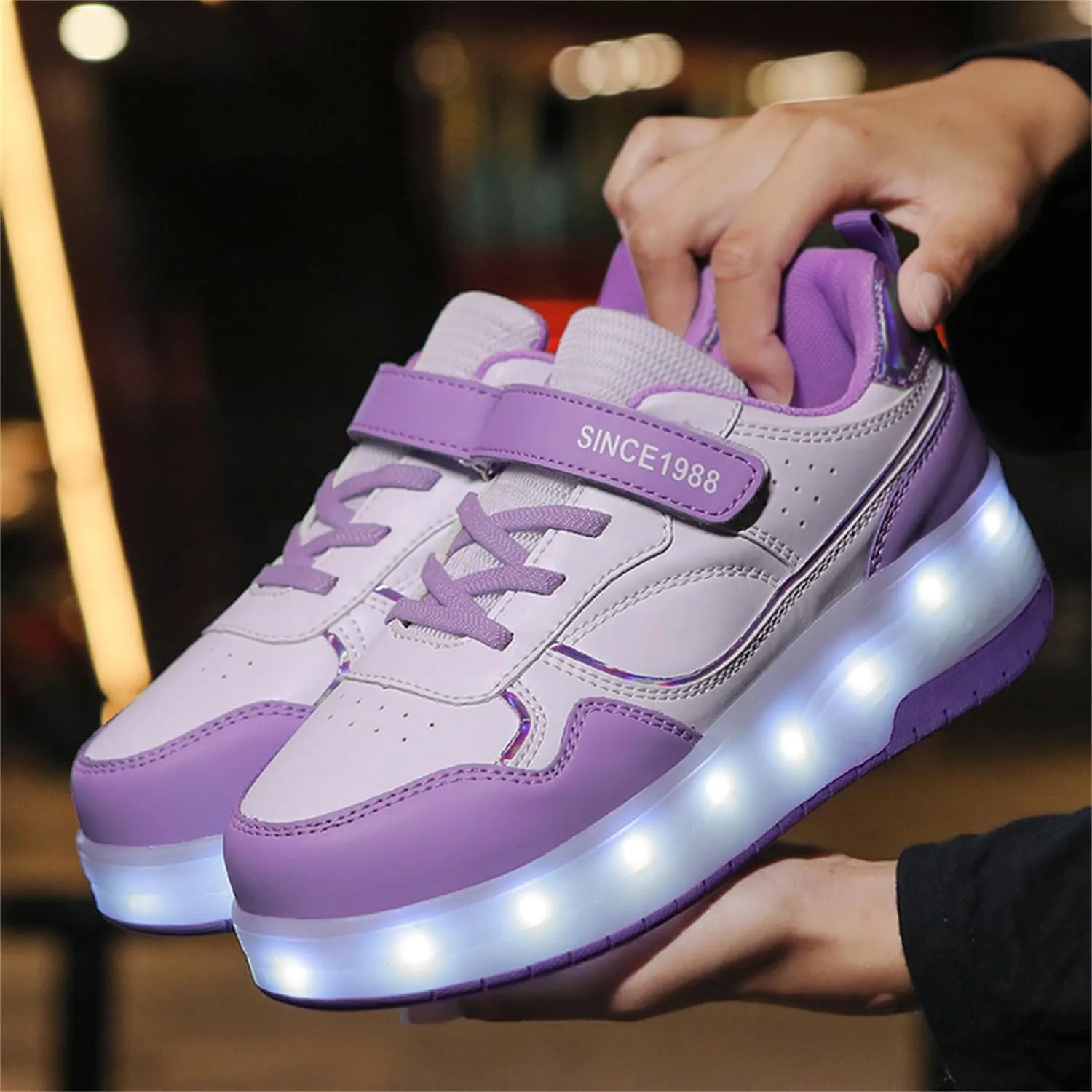 Unisex Roller Shoes Kids Sparkling Wheels Shoes Girls Light up Roller Skates Sneakers Boys Rechargeable Flashing Sneakers for Gift