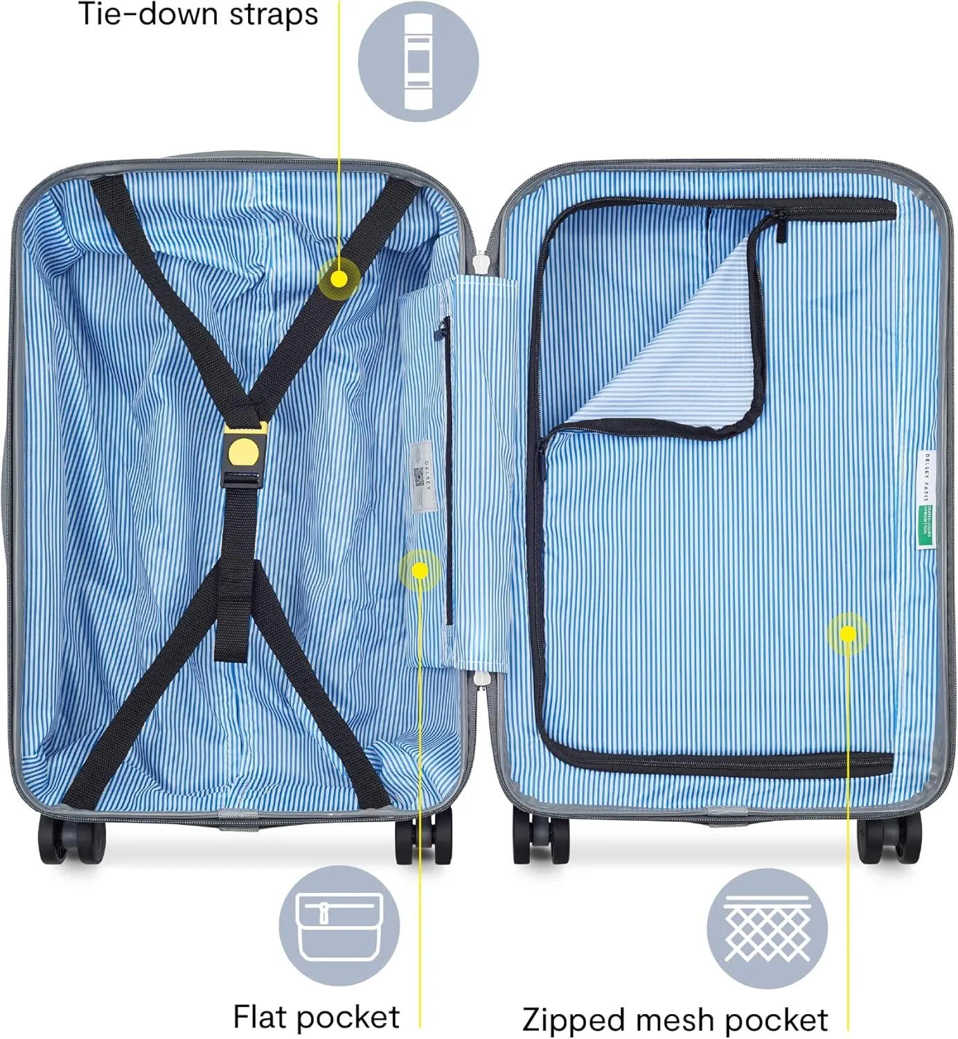 United Colors of Benetton UCB Hardside Luggage with Spinner Wheels, Steel Grey, Carry-On 19 Inch