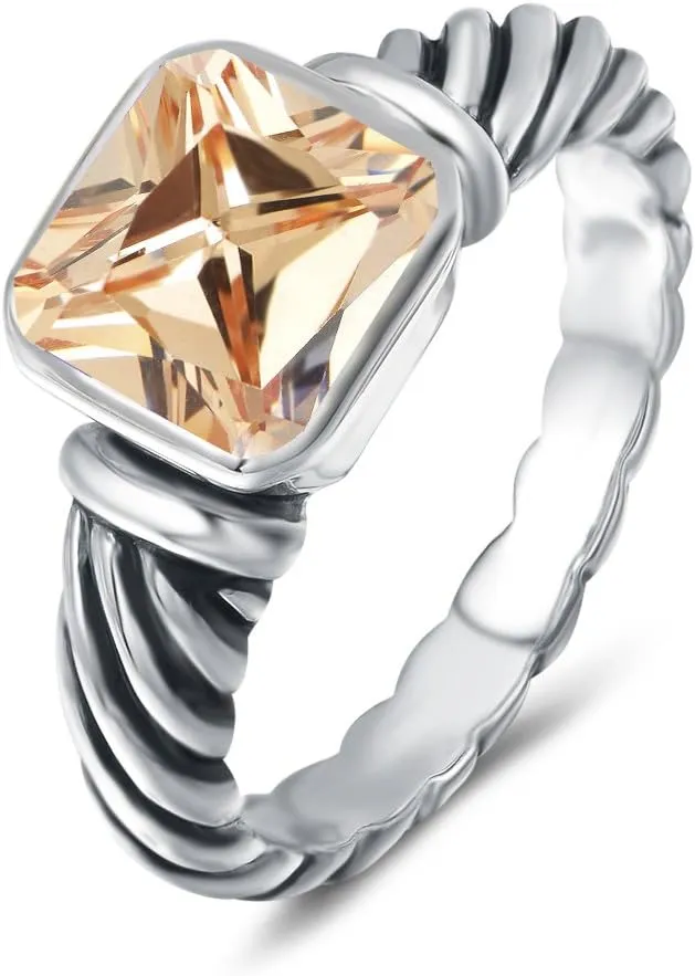UNY Jewel Twisted Cable Wire Petite CZ Ring Designer Inspired Fashion Brand Christmas Valentine Women Dupes Jewelry Gift