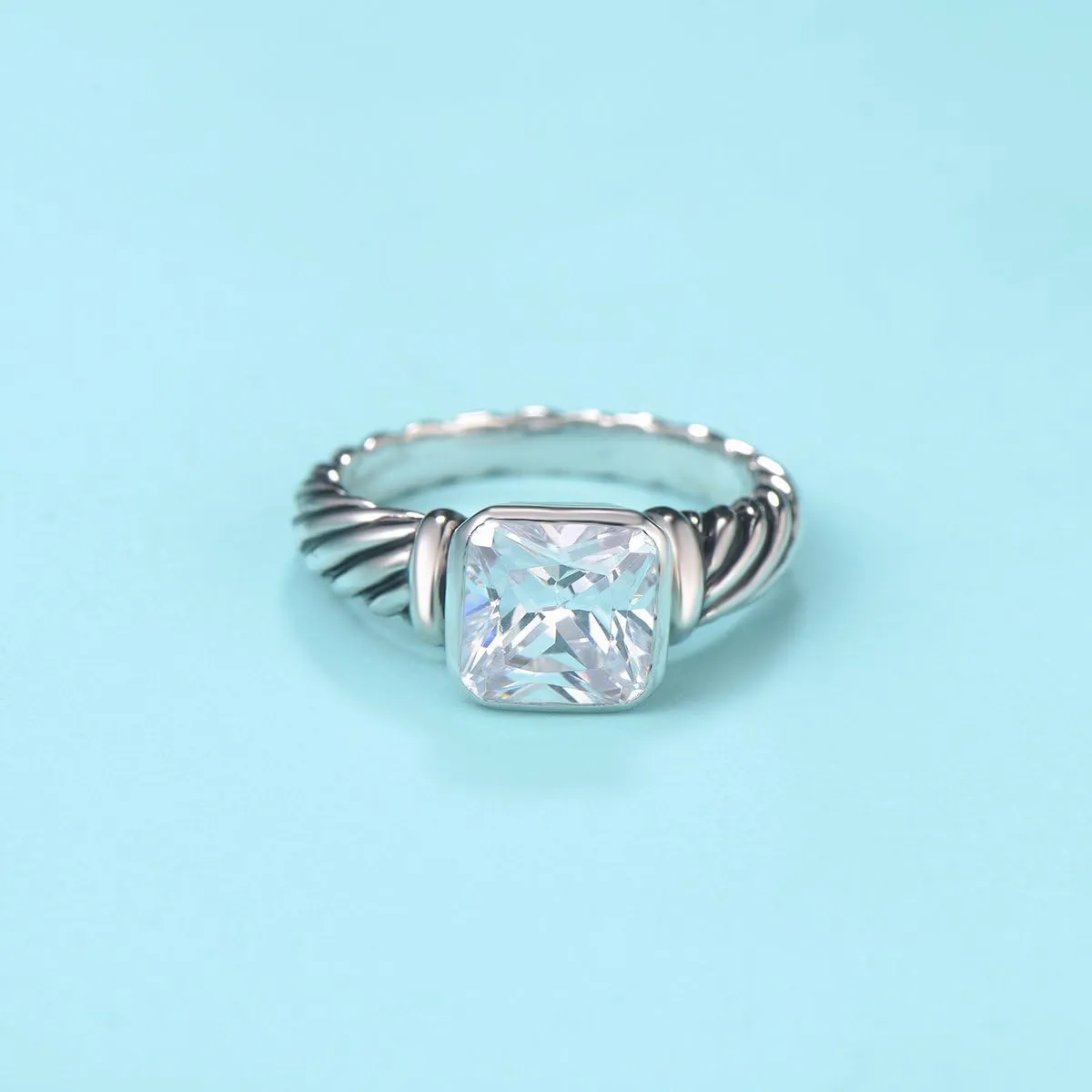 UNY Jewel Twisted Cable Wire Petite CZ Ring Designer Inspired Fashion Brand Christmas Valentine Women Dupes Jewelry Gift