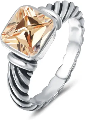 UNY Jewel Twisted Cable Wire Petite CZ Ring Designer Inspired Fashion Brand Christmas Valentine Women Dupes Jewelry Gift