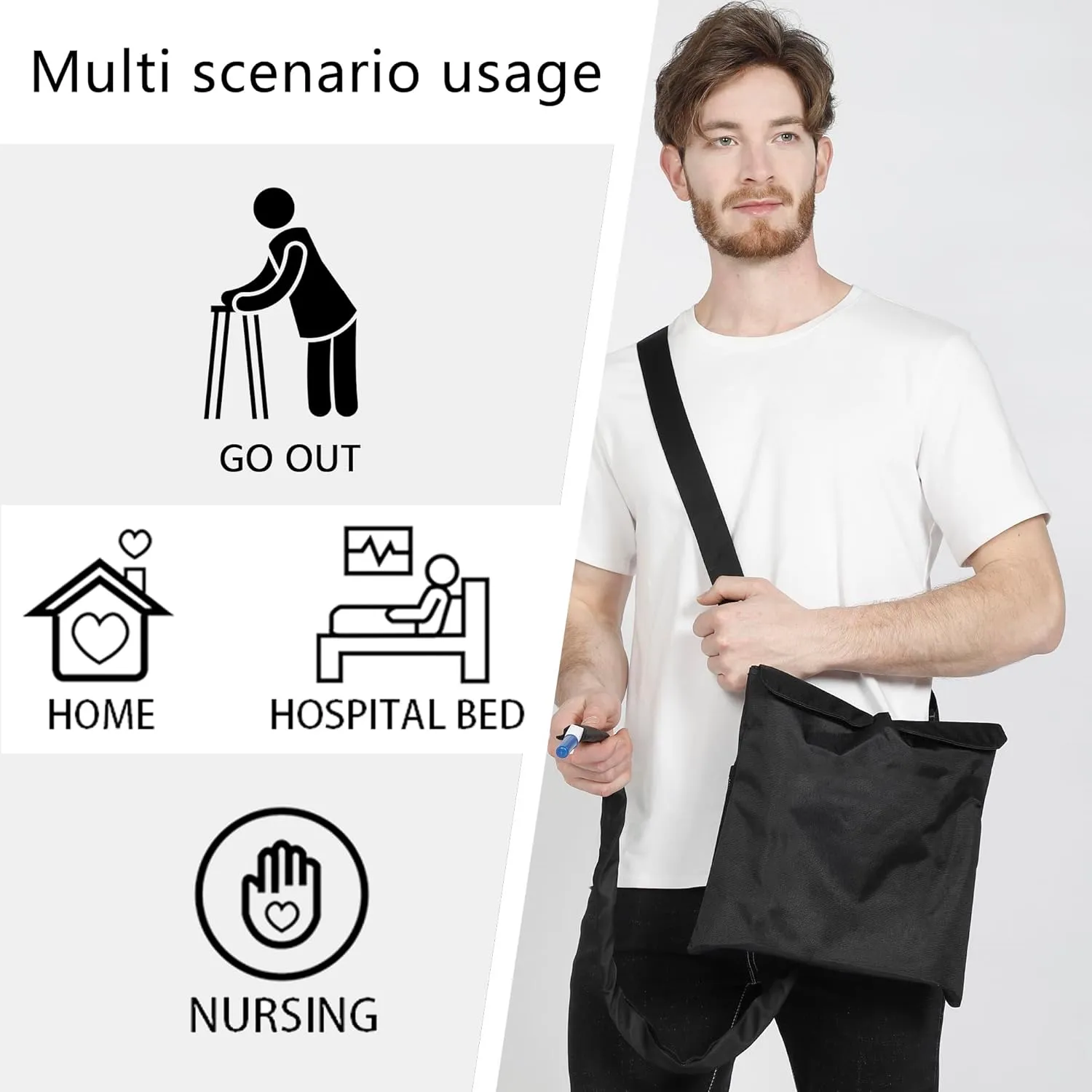 Urine Drainage Bag Holder,Catheter Bag Covers Catheter and Urostomy Travel Medical Supplies Bag with Storage Pockets & Adjustable Strap Internal Fixation Buckle