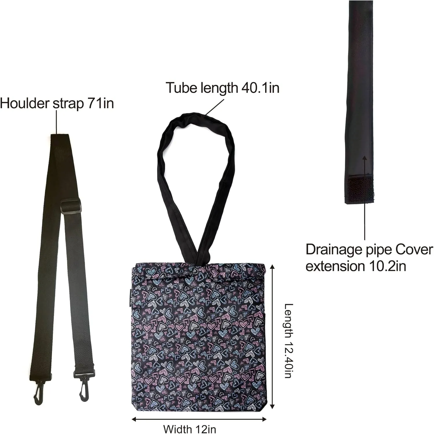 Urine Drainage Bag Holder,Catheter Bag Covers Catheter and Urostomy Travel Medical Supplies Bag with Storage Pockets & Adjustable Strap Internal Fixation Buckle