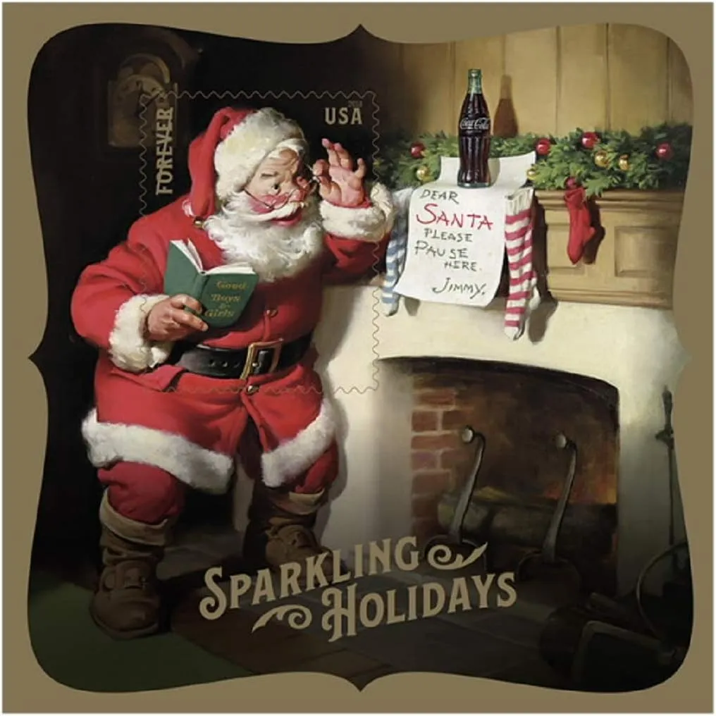 USPS 2018 Sparkling Holidays Book of 20 Stamps Forever Santa Christmas Scott 5355