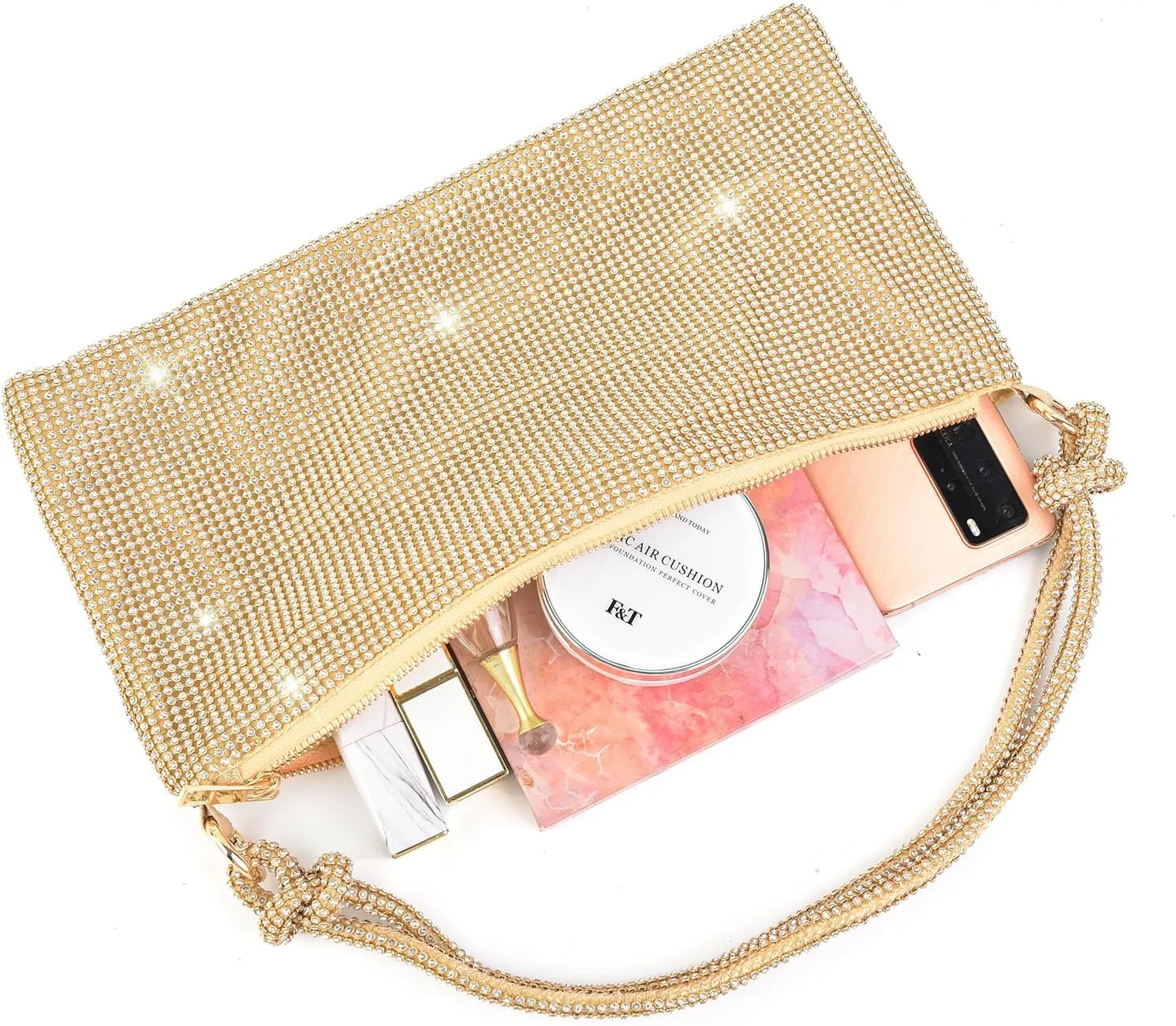Valleycomfy Chic Rhinestone Purses for Women Sparkly Evening Handbag Bling Hobo Bag Shiny Silver Clutch Purse for Party