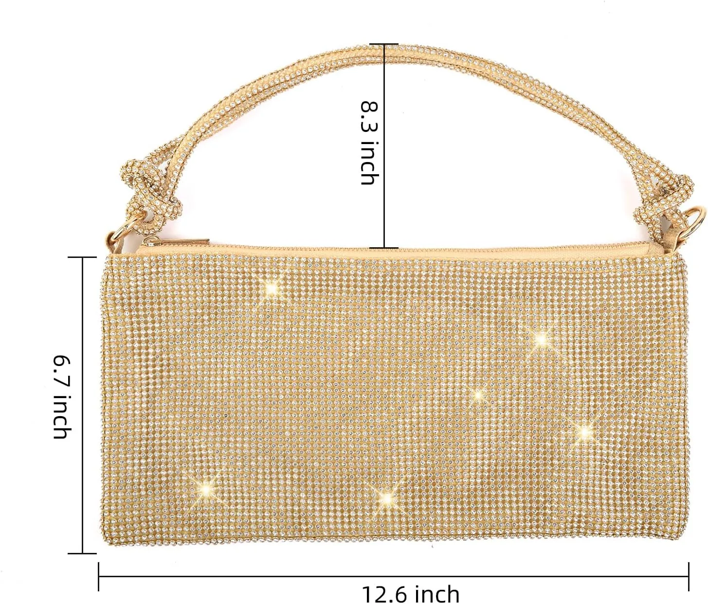 Valleycomfy Chic Rhinestone Purses for Women Sparkly Evening Handbag Bling Hobo Bag Shiny Silver Clutch Purse for Party
