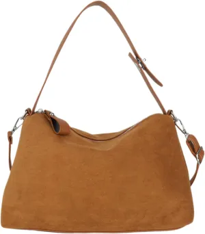 Valleycomfy Suede Purses for Women, Slouchy Shoulder Bag Retro Crescent Satchel Hobo Handbags