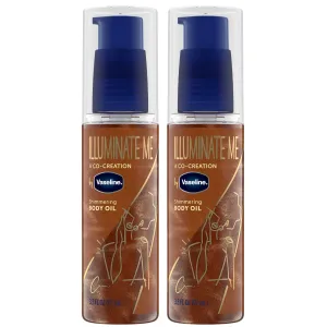 Vaseline Illuminate Me Shimmering Body Oil 3, Travel-Friendly 2-Pack – Glow Up Essentials for Melanin-Rich Skin, 3.3 Oz Ea