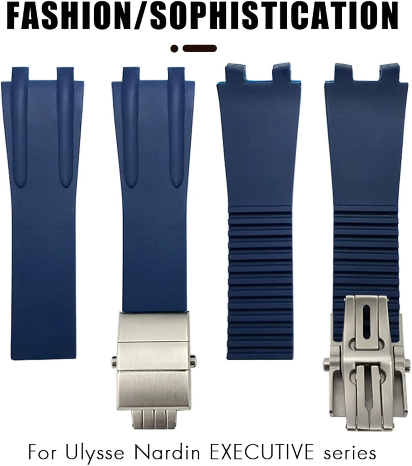 VELORE 26mm Rubber Steel Folding Buckle Watch Band Fit for Ulysse Nardin Blue Black Brown Sport Waterproof Strap accessories