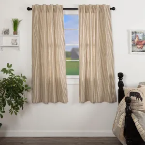 VHC Brands Sawyer Mill Charcoal Curtain Panel Set Lined 63 Inch Long Drapes Farmhouse Country Stripes Cotton for Living Room
