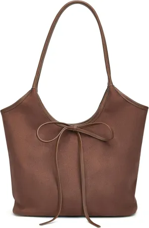 Vintage French Bow Tote Bag Large Capacity Hobo Bag Shoulder Bag Satchel Purse Chic Underarm Bag for Women Girls