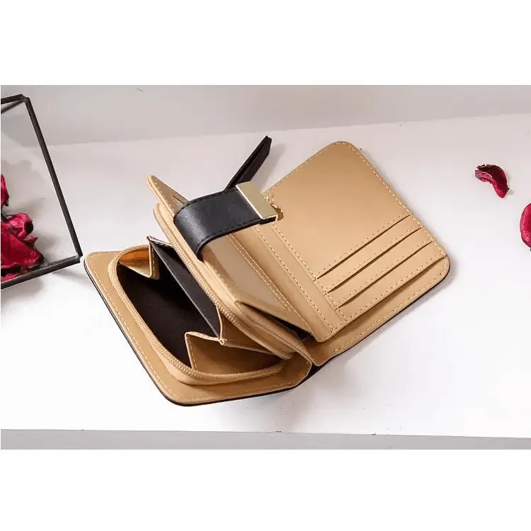 Vintage PU Leather Short Wallets Leaf Design Fashion Purse For Women Elegant Ladies Cute Zipper Purses Card Holders Women Wallet