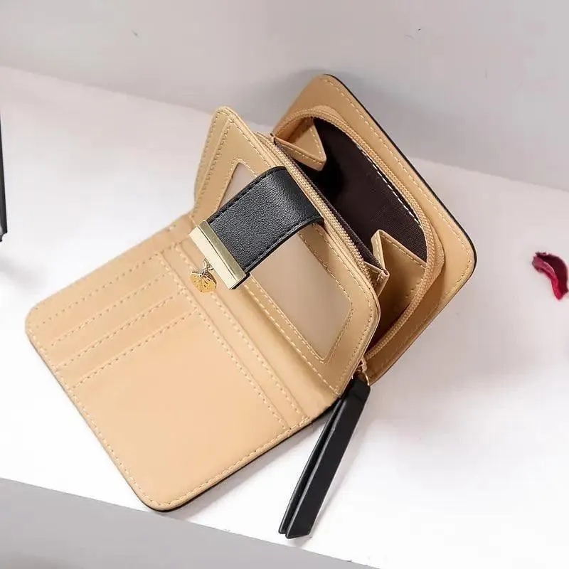Vintage PU Leather Short Wallets Leaf Design Fashion Purse For Women Elegant Ladies Cute Zipper Purses Card Holders Women Wallet