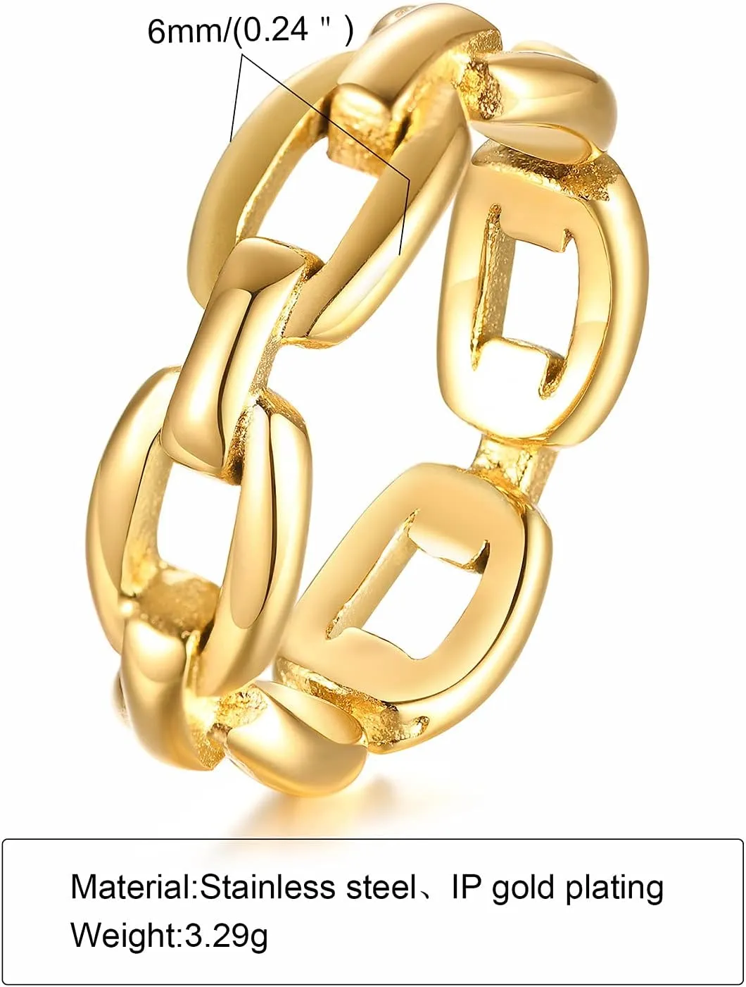 VNOX 18K Gold Plated/Silver Stainless Steel Cuff Link Ring for Women