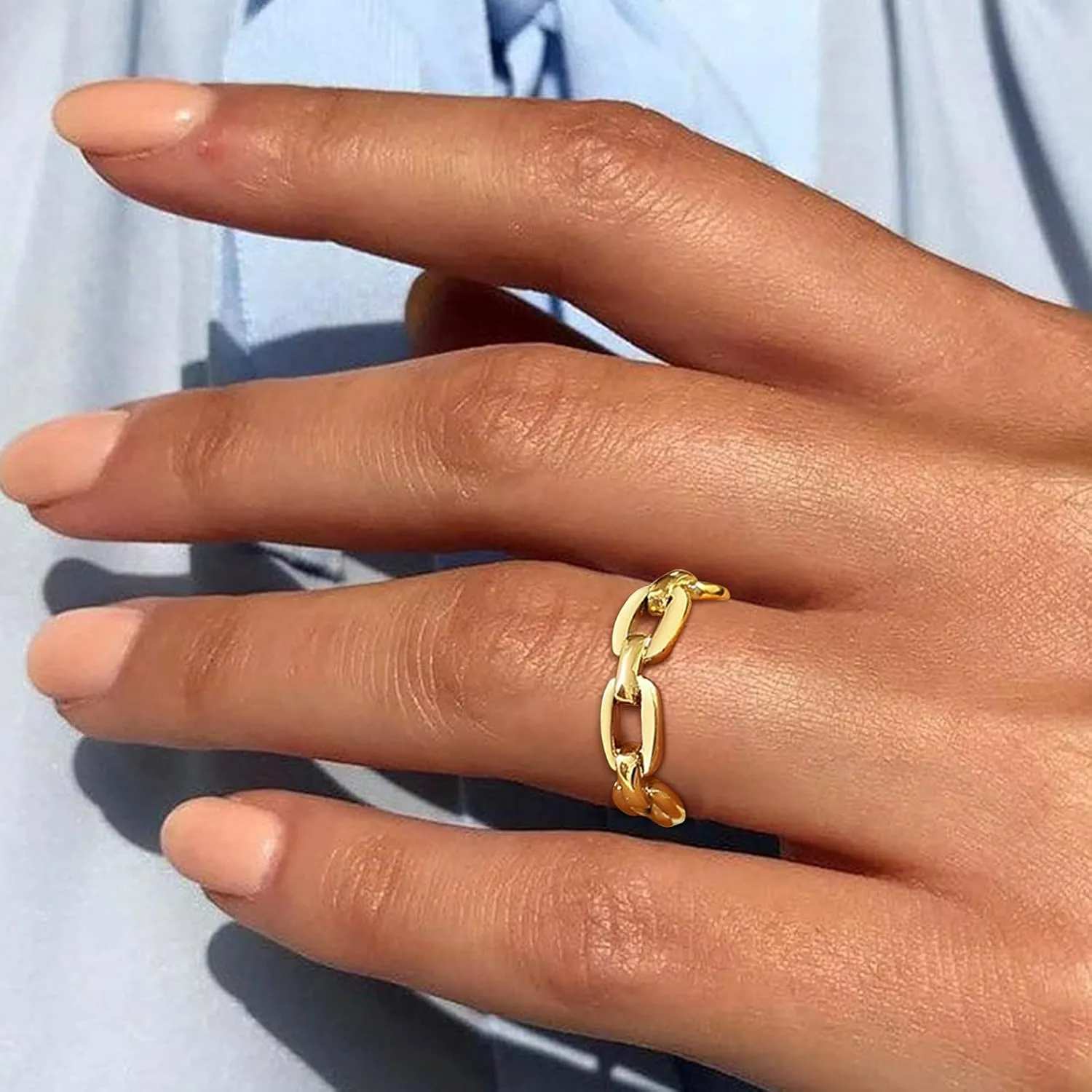 VNOX 18K Gold Plated/Silver Stainless Steel Cuff Link Ring for Women