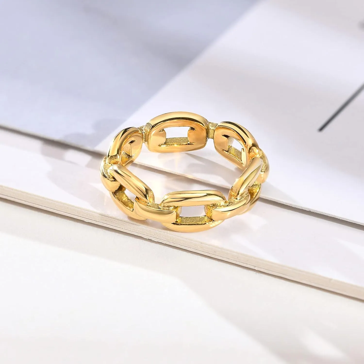 VNOX 18K Gold Plated/Silver Stainless Steel Cuff Link Ring for Women