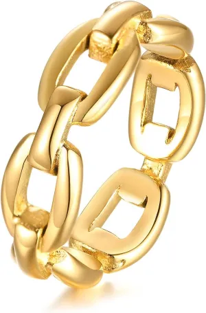 VNOX 18K Gold Plated/Silver Stainless Steel Cuff Link Ring for Women