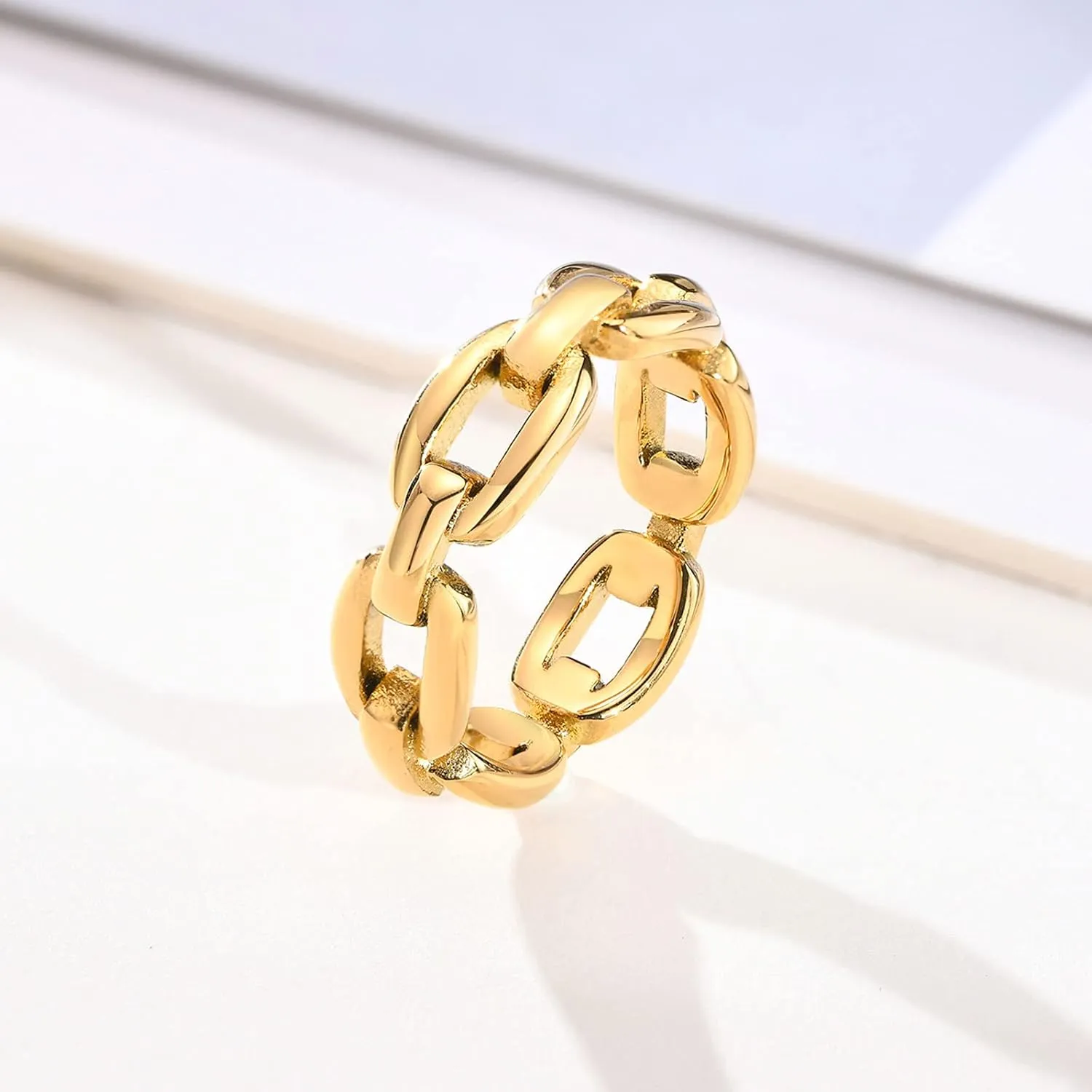 VNOX 18K Gold Plated/Silver Stainless Steel Cuff Link Ring for Women