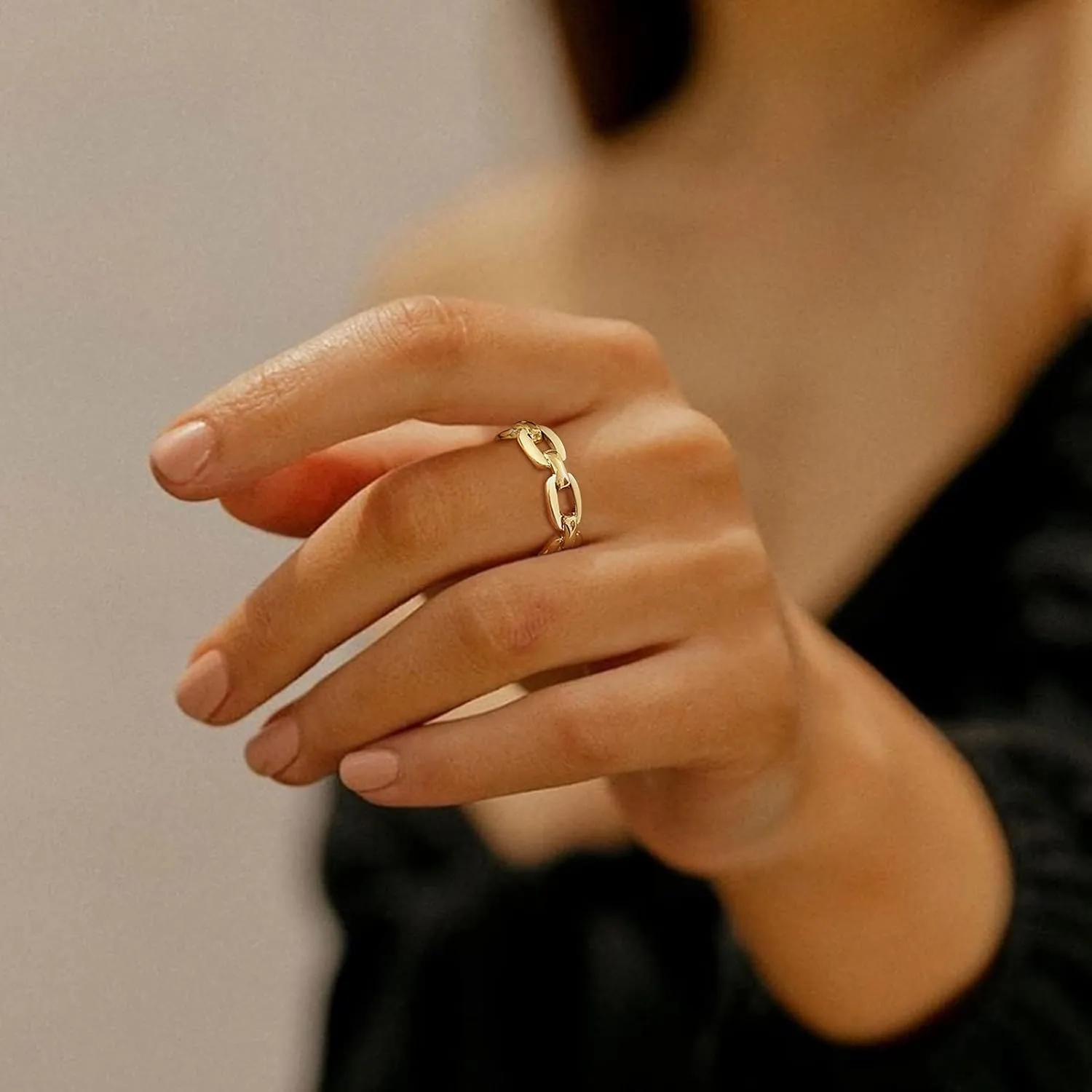 VNOX 18K Gold Plated/Silver Stainless Steel Cuff Link Ring for Women