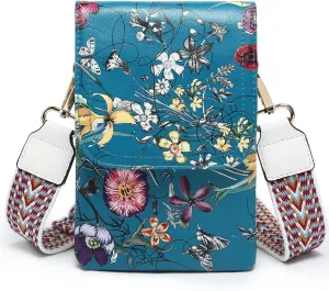 VONMAY Vegan Leather Small Crossbody Bags for Women, 3 Compartment Cell Phone Wallet Purses with Adjustable Guitar Strap