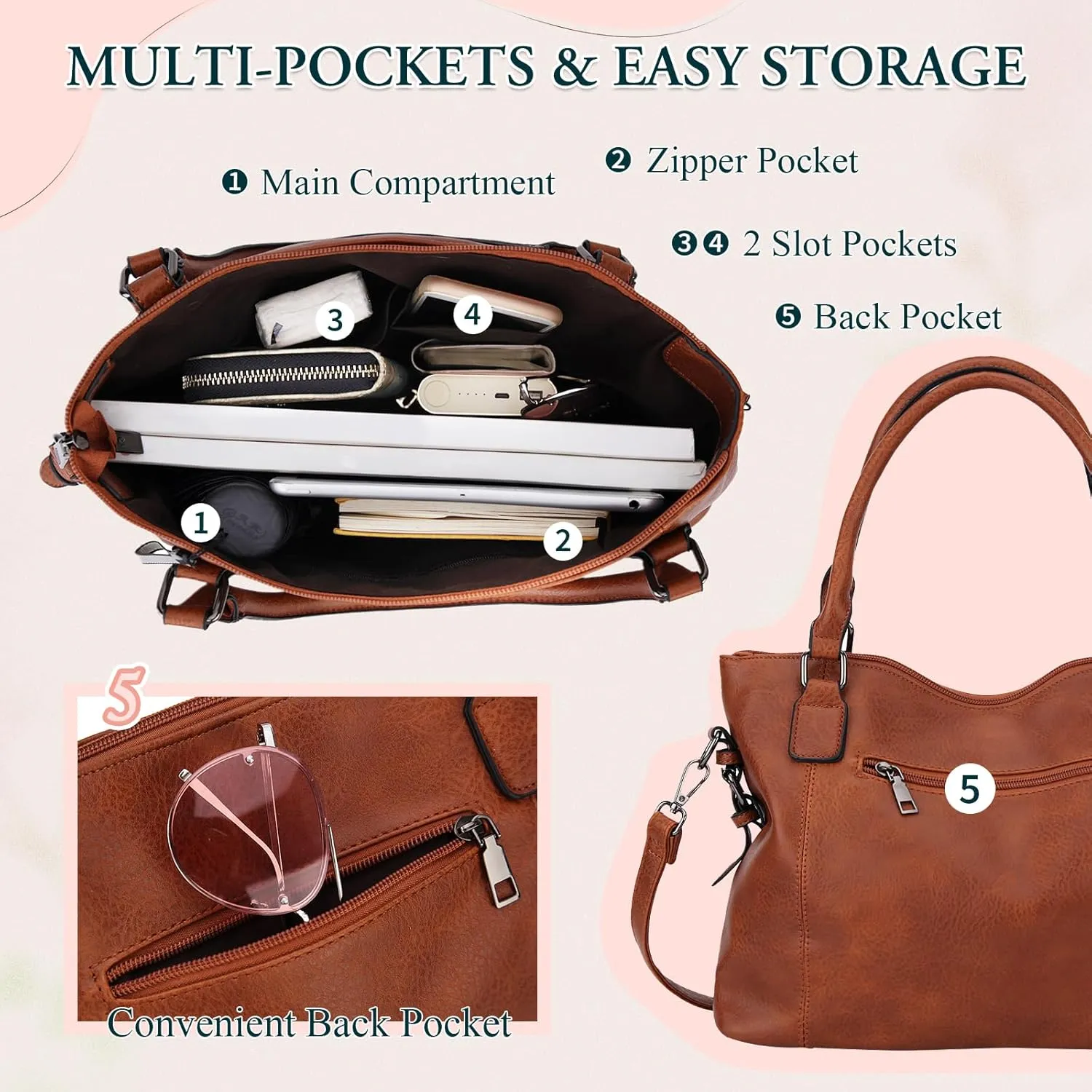 VX VONXURY Hobo Bag for Women, Tote Bag Shoulder Crossbody Bags Satchel Purses for Women