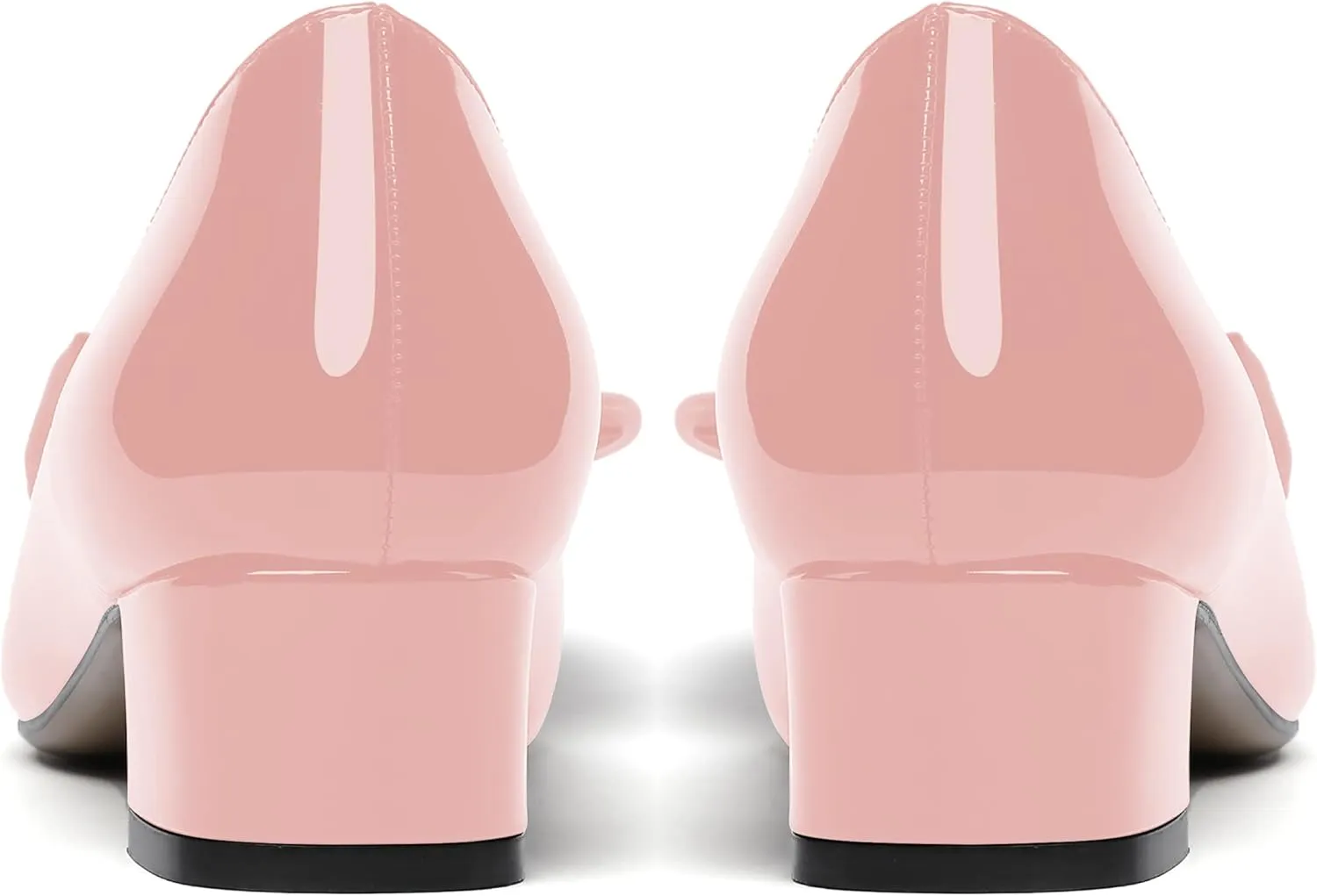 WAYDERNS Women's Pointed Toe Slip On Block Patent Bow Chunky Low Heel Pumps Shoes 1.5 Inch