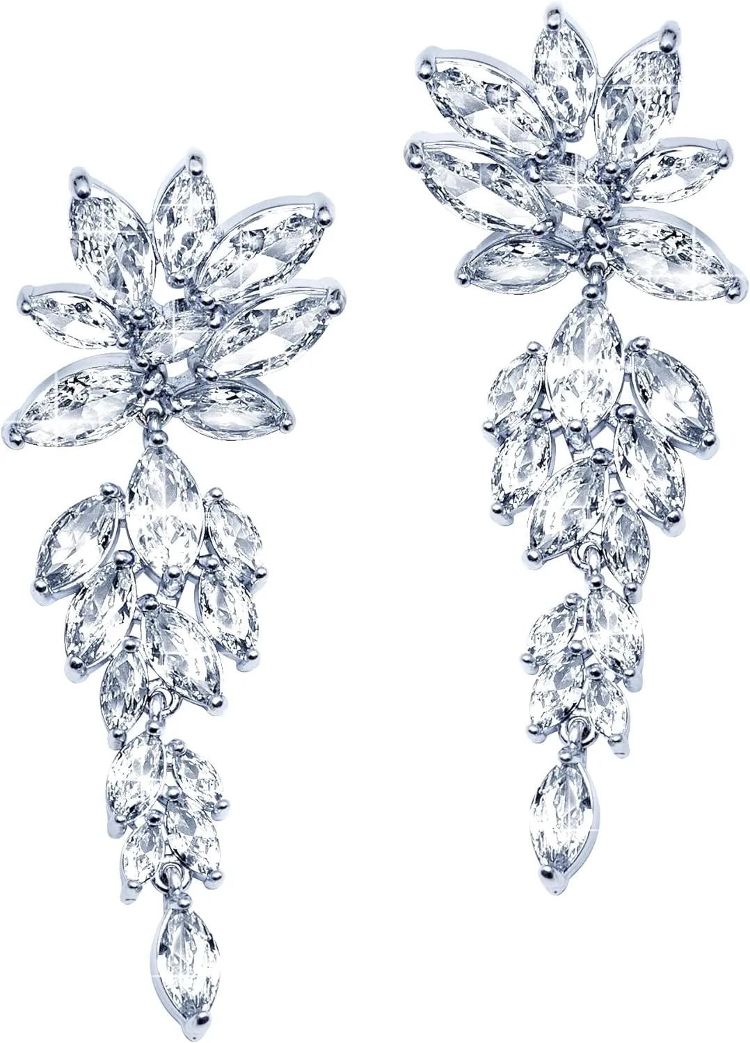 Wedding Earrings Elegant Statement Dangle Drop Dangling CZ Marquise Cubic Zirconia AAAAA 18K Gold Plated Rhinestone Luxurious for Brides Bridal Wedding Women Precious Crystal
