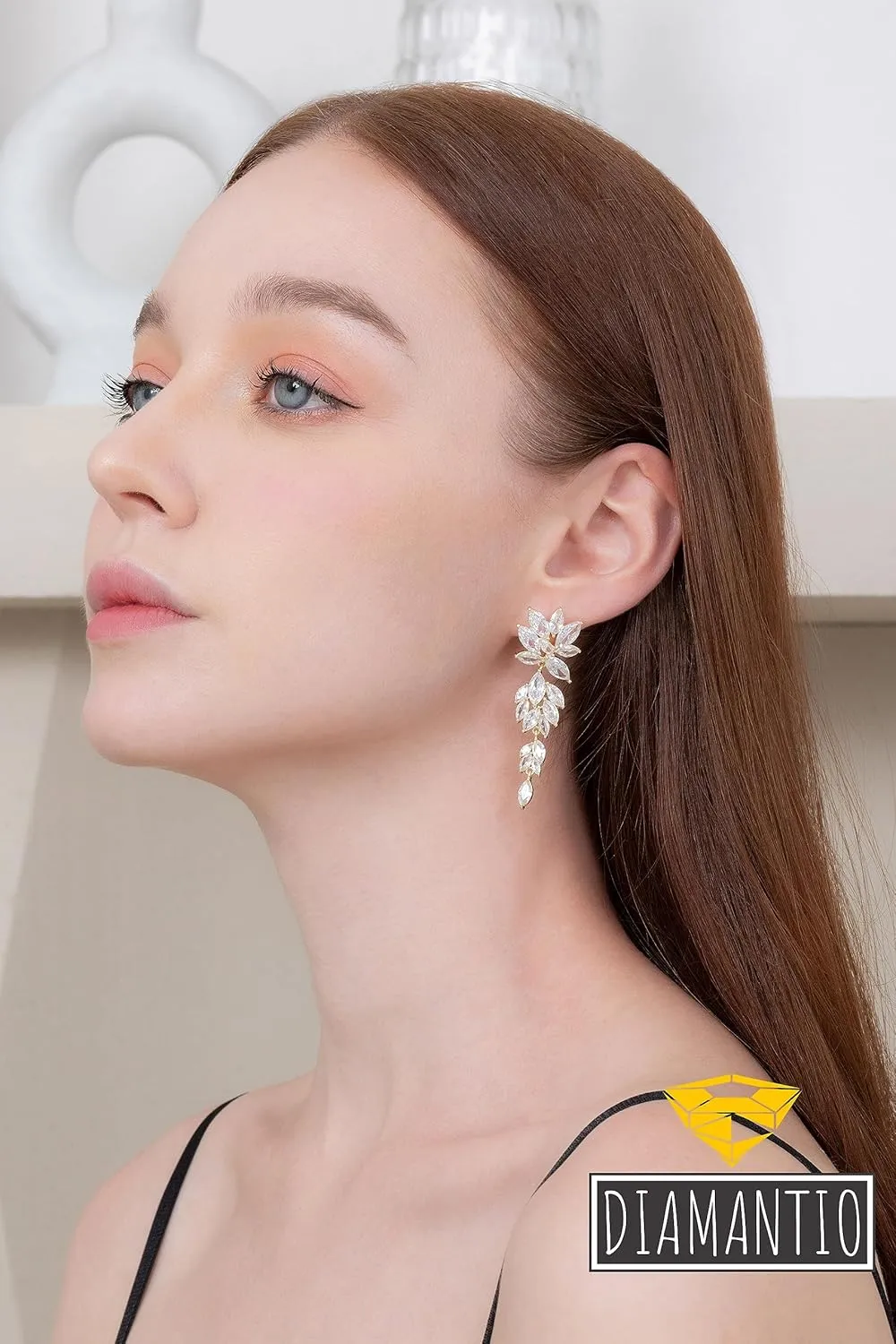 Wedding Earrings Elegant Statement Dangle Drop Dangling CZ Marquise Cubic Zirconia AAAAA 18K Gold Plated Rhinestone Luxurious for Brides Bridal Wedding Women Precious Crystal