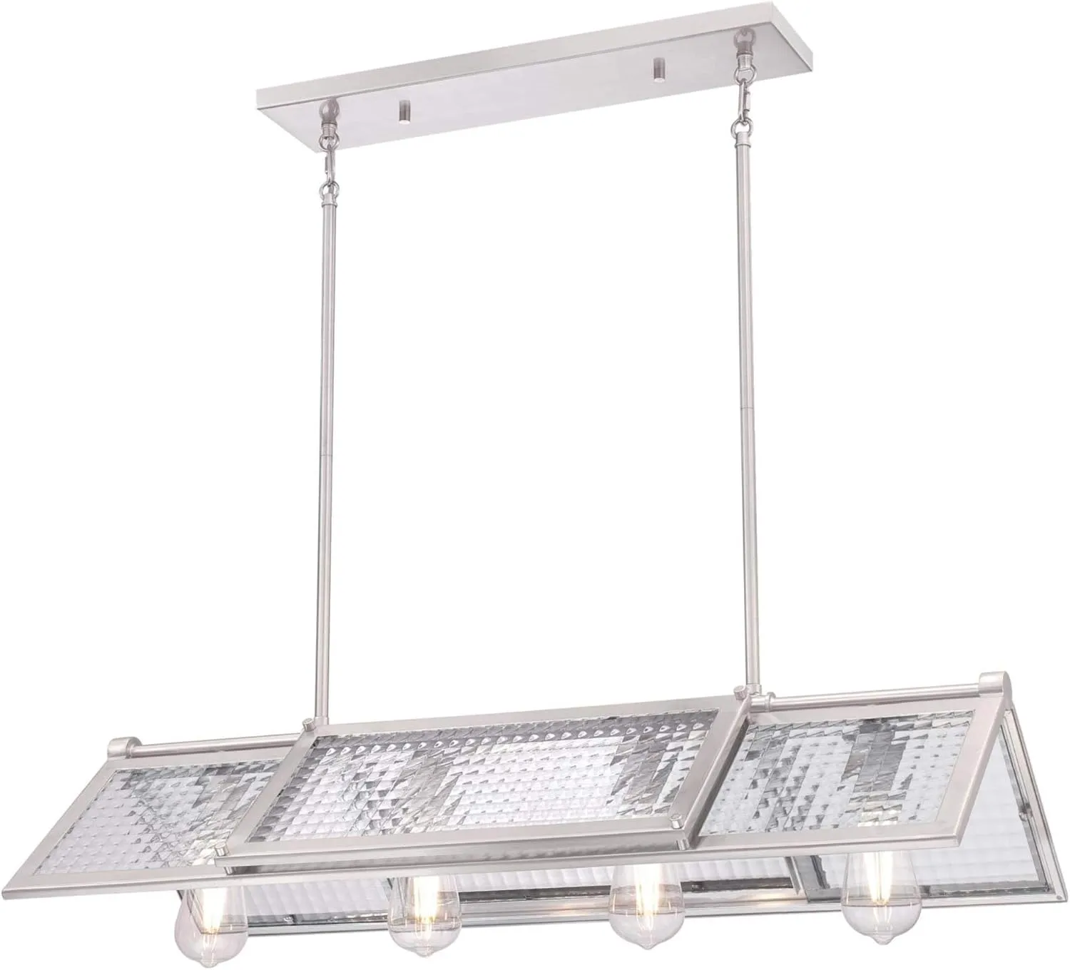 Westinghouse 6577300 Finn Four-Light Indoor Chandelier, Brushed Nickel Finish with Clear Waffle Glass