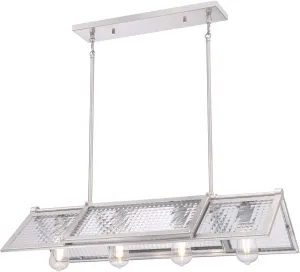 Westinghouse 6577300 Finn Four-Light Indoor Chandelier, Brushed Nickel Finish with Clear Waffle Glass