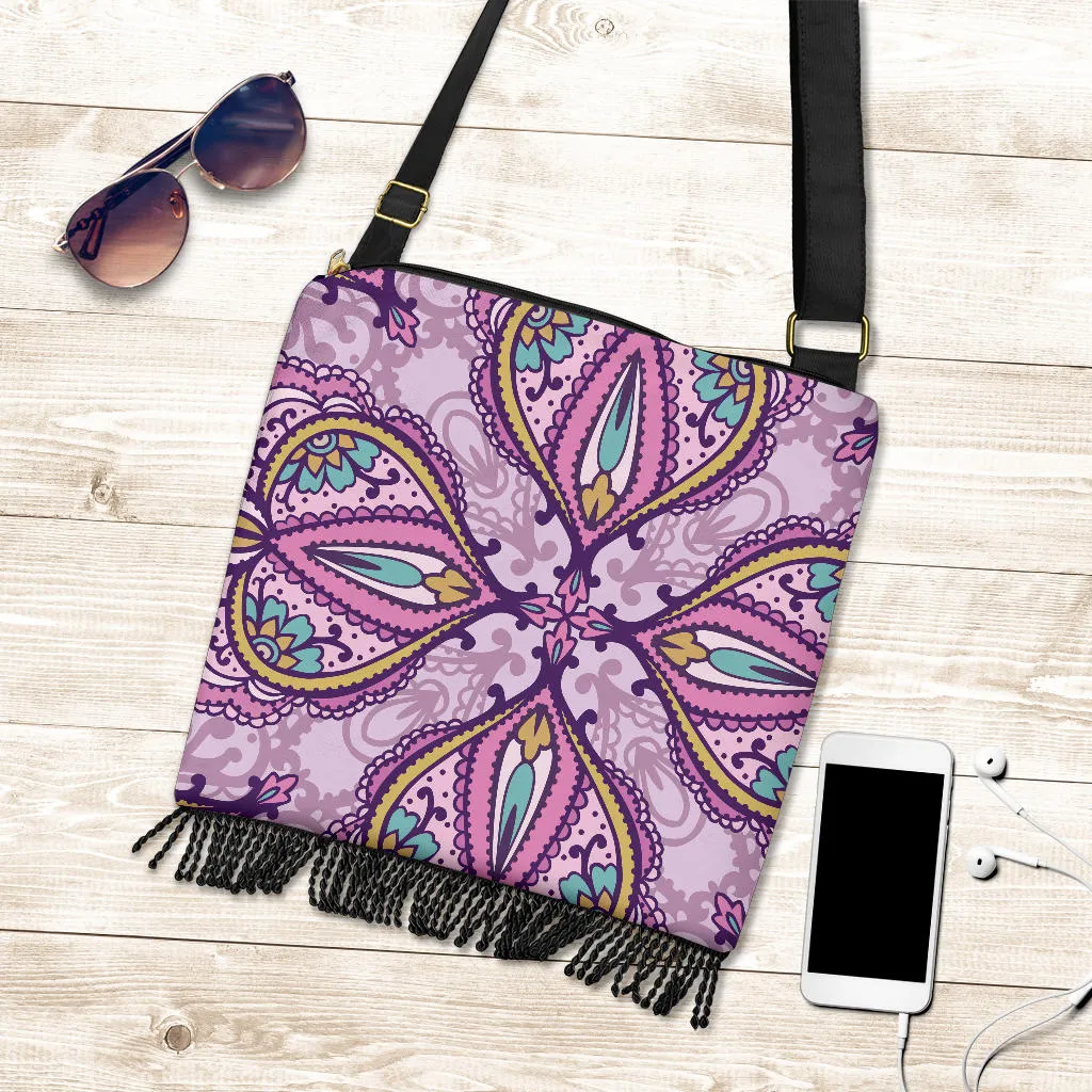 Wild Lavender Paisley BoHo Crossbody Bag