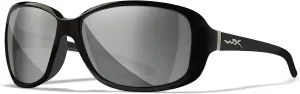 Wiley X WX Affinity Womens Silver Flash Lenses Mirror Gloss Black Sunglasses Grey Base, UV Eye Protection and Safety For Outdoor Sports Prescription Ready