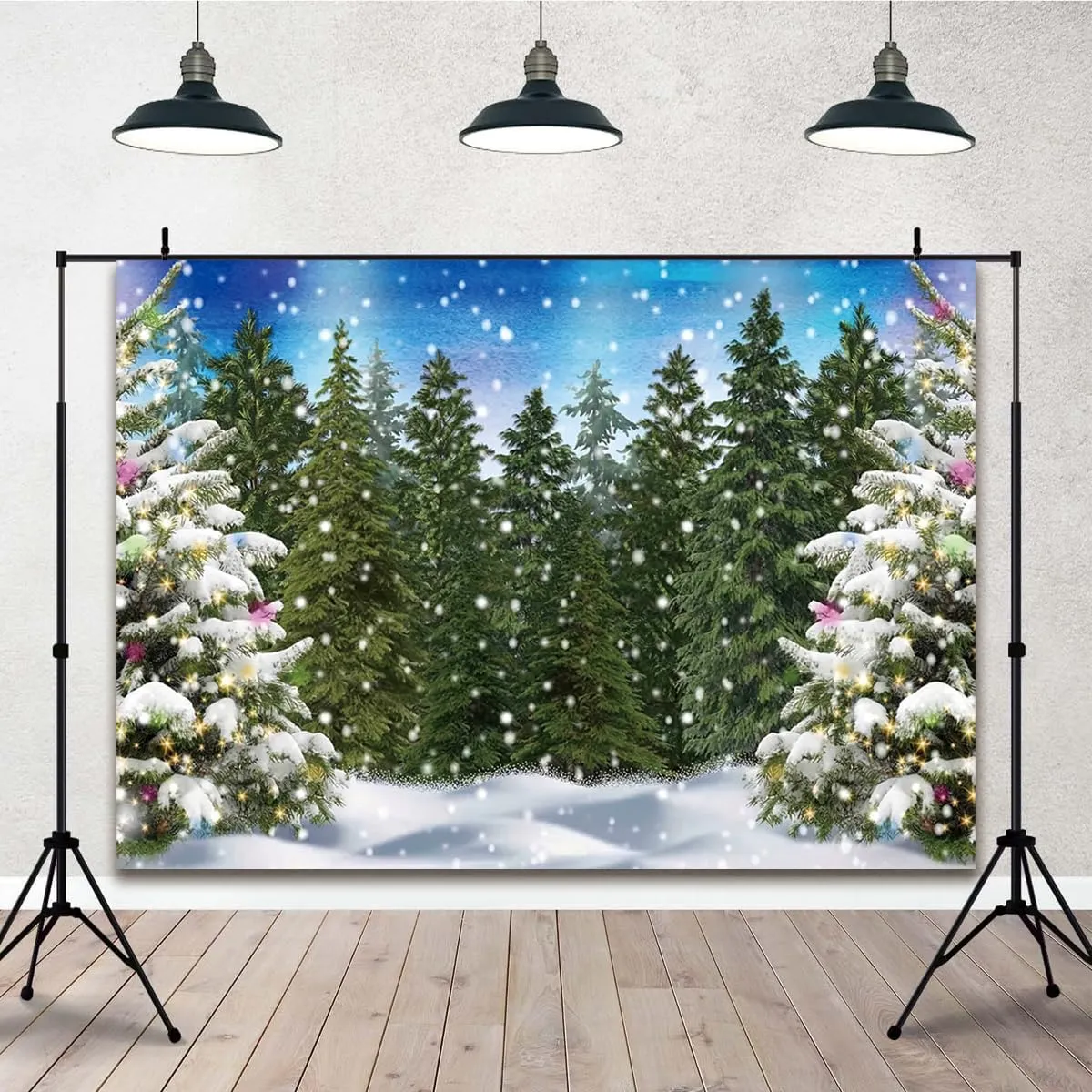 Winter Forest Landscape Photography Backdrop Winter Landscape Forest Ice and Snow World Theme Backdrop Snowy Christmas Pine Tree Backdrop Natral Scence Xmas Party Decoration Photo Banner,8X6FT