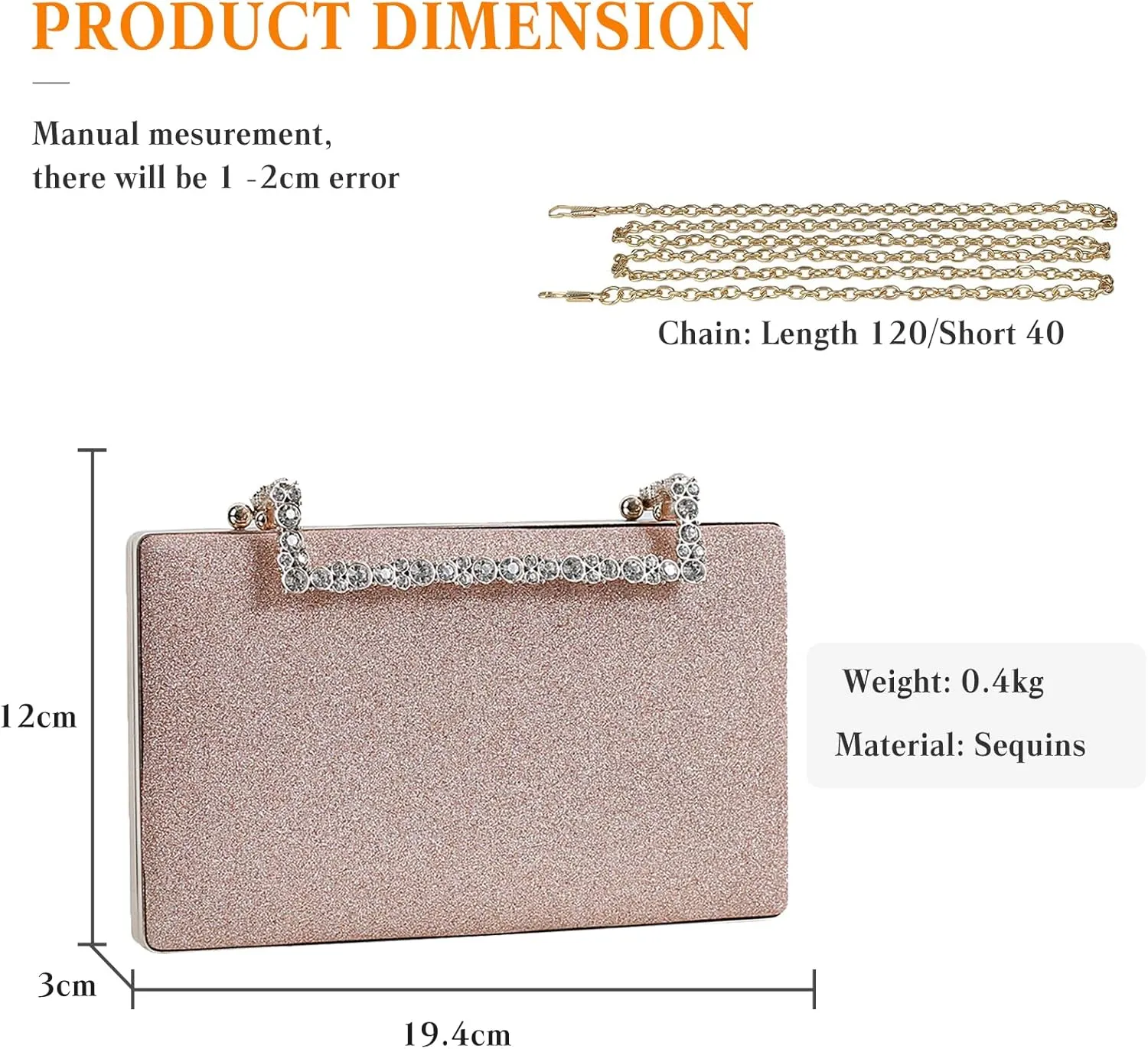 Women Clutch Purse Glitter Evening Bag Sequins Clutch Bag Sparkly Handbag Bridal Wedding Purse