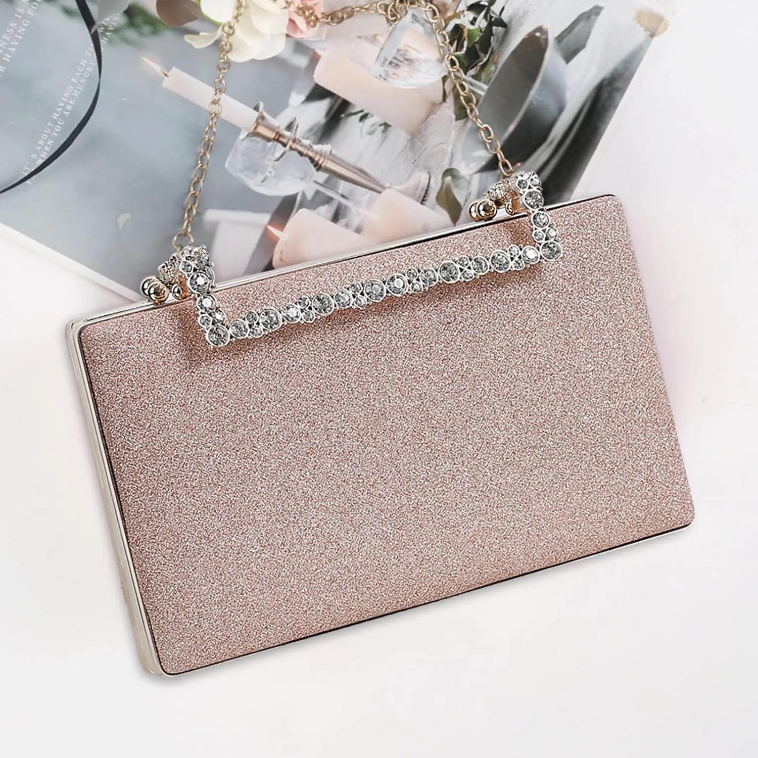 Women Clutch Purse Glitter Evening Bag Sequins Clutch Bag Sparkly Handbag Bridal Wedding Purse