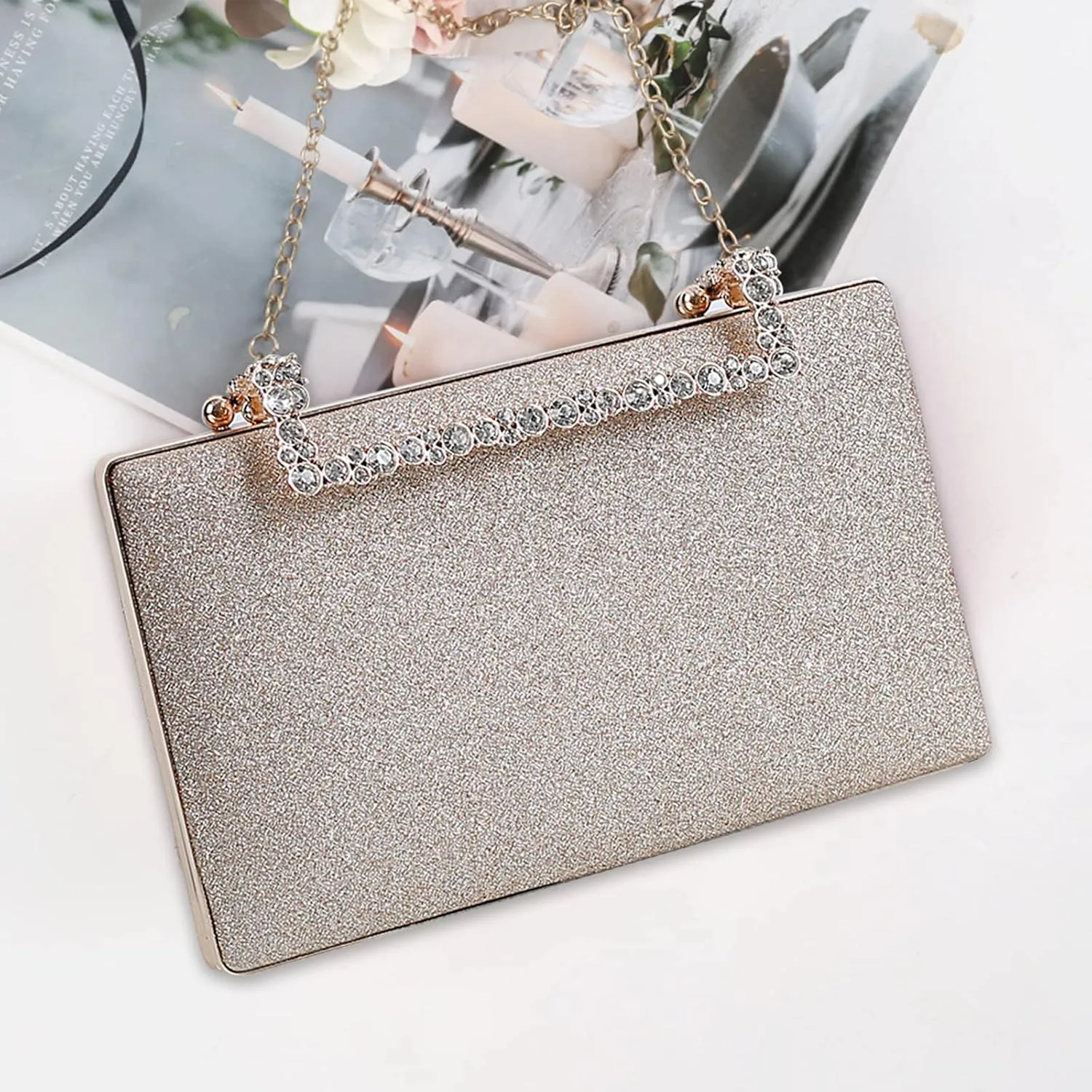 Women Clutch Purse Glitter Evening Bag Sequins Clutch Bag Sparkly Handbag Bridal Wedding Purse
