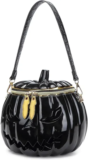 Women Pumpkin Shaped Crossbody Shoulder Bag Unique Weird PVC Handbag Novelty Halloween Pumpkin Purse
