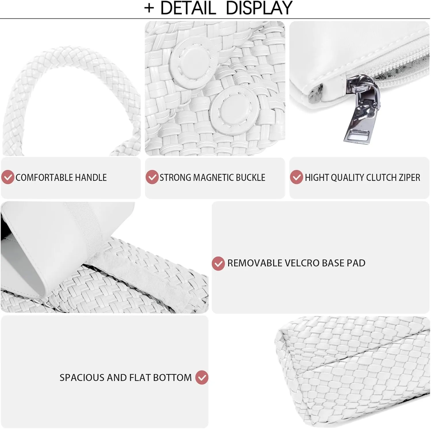 Women Vegan Leather Hand-Woven Tote Handbag Fashion Shoulder Top-handle Bag All-Match Underarm Bag with Purse