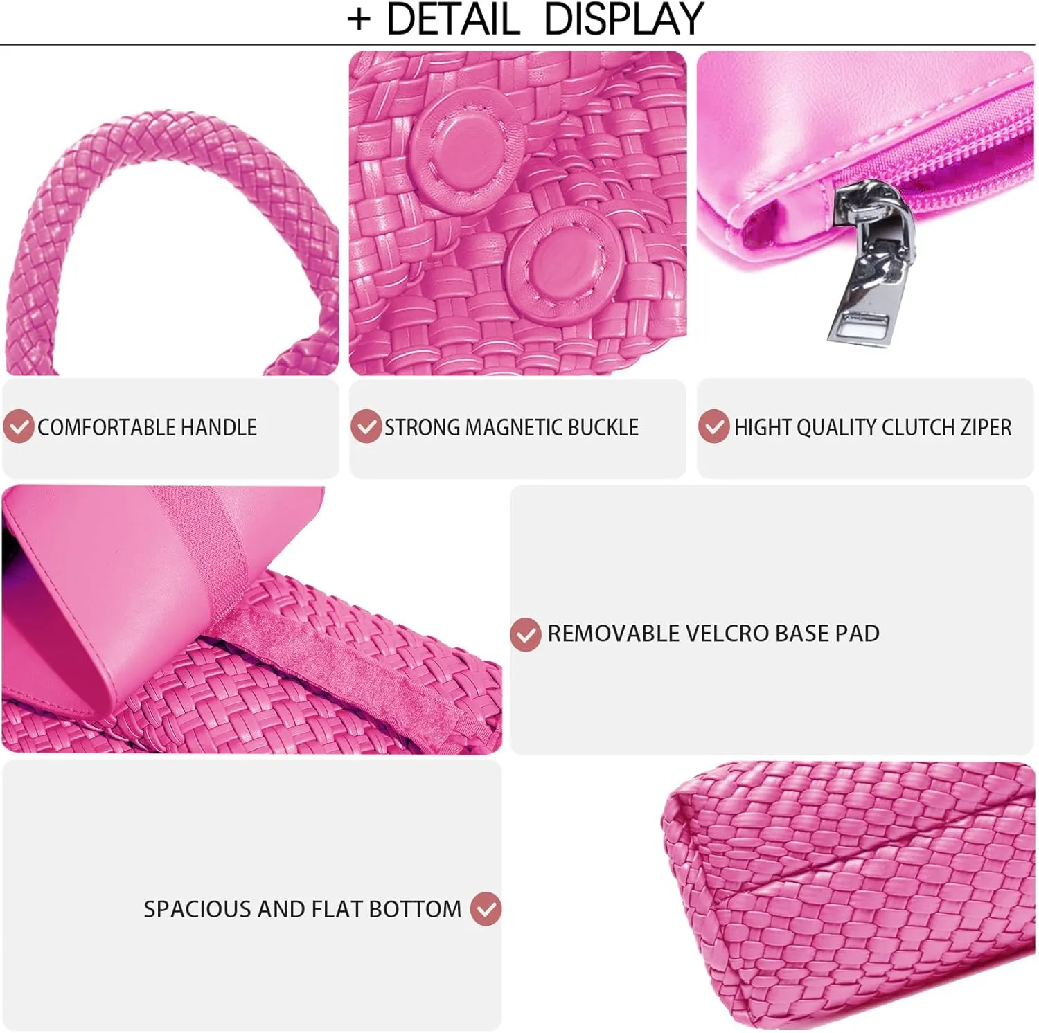 Women Vegan Leather Hand-Woven Tote Handbag Fashion Shoulder Top-handle Bag All-Match Underarm Bag with Purse