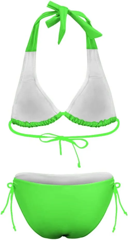 Women's Bikini Sets Two Piece Bathing Suits Sexy Textured Halter Padded Bikini Swimsuits Side Tie Thong Bottom Swimwear