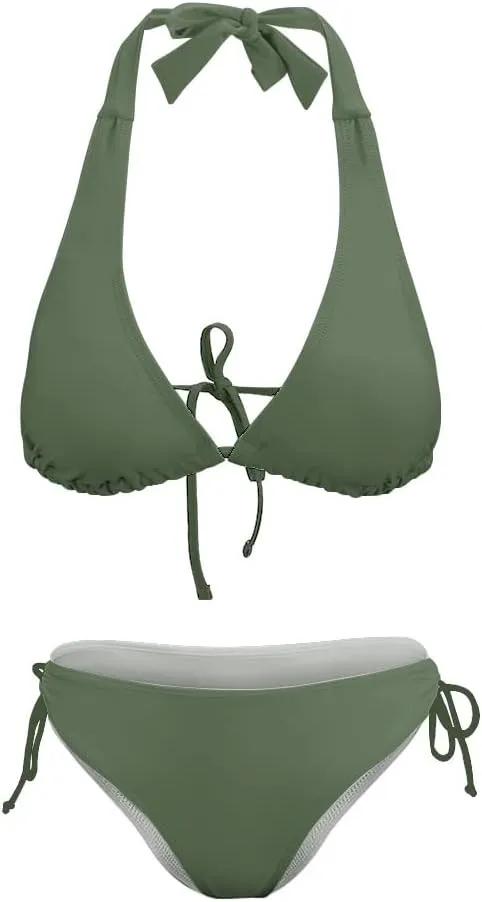 Women's Bikini Sets Two Piece Bathing Suits Sexy Textured Halter Padded Bikini Swimsuits Side Tie Thong Bottom Swimwear
