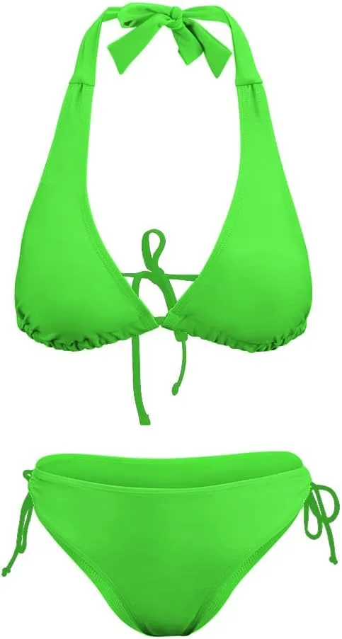 Women's Bikini Sets Two Piece Bathing Suits Sexy Textured Halter Padded Bikini Swimsuits Side Tie Thong Bottom Swimwear