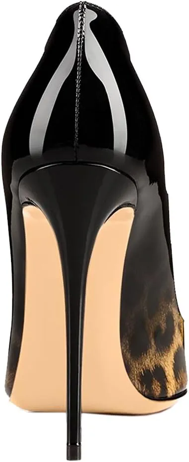 Women's Classic Patent Leather Pointed Toe Slip On 4.7IN Sexy Stiletto High Heels Pumps Shoes for Party Evening Wedding