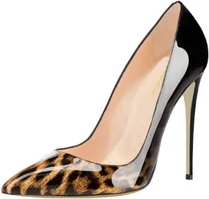 Women's Classic Patent Leather Pointed Toe Slip On 4.7IN Sexy Stiletto High Heels Pumps Shoes for Party Evening Wedding