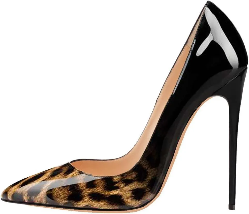 Women's Classic Patent Leather Pointed Toe Slip On 4.7IN Sexy Stiletto High Heels Pumps Shoes for Party Evening Wedding