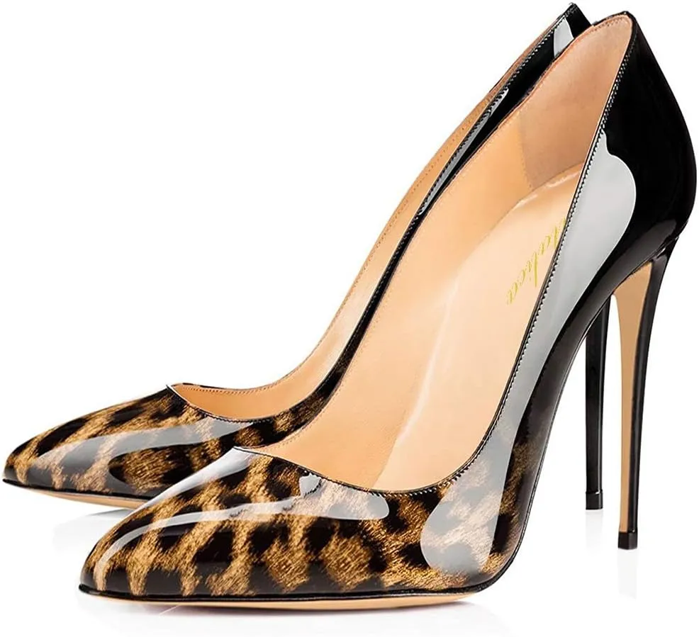 Women's Classic Patent Leather Pointed Toe Slip On 4.7IN Sexy Stiletto High Heels Pumps Shoes for Party Evening Wedding