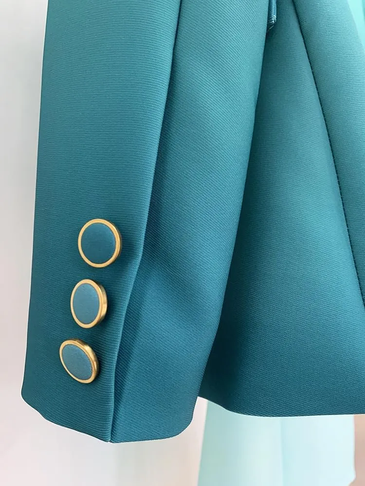 Women's Color Ombre Blazer Flare Pants Fashion Suit Set 2 Pieces Prom Party Trendy Temperament Outfit