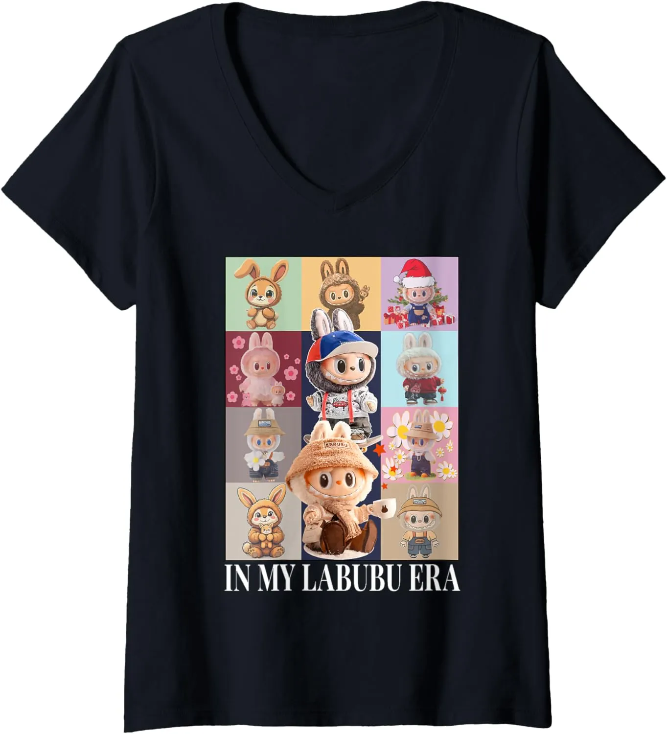 Womens Cute In My Labubu Era, Labubu Lover Funny Saying V-Neck T-Shirt