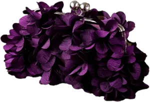 Women's Floral Satin Evening Clutch Bag with Detachable Metal Chain for Wedding, Party, Prom - Shoulder/Crossbody/Handheld